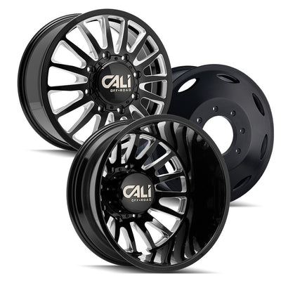 Cali Off-Road 9110D Summit Dually 20x8.25 / 8x165.1 BP / -232 mm de desplazamiento / Buje de 121.3 mm, rueda de vidrio negro