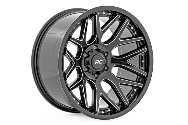 Rough Country 95 Series Wheel | One-Piece | Gloss Black Machined | 20x10 | 8x6.5 | -19mm