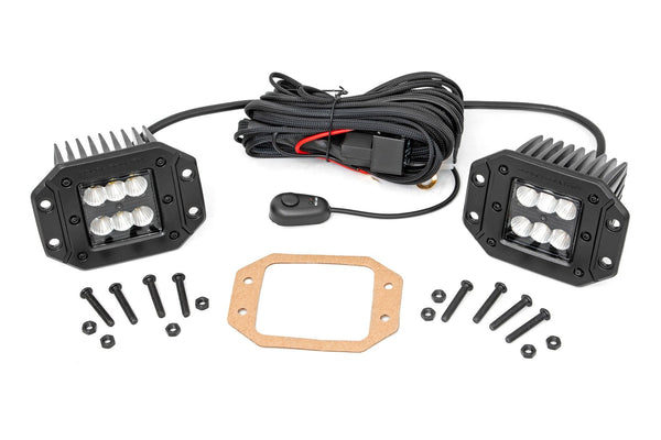 Black Series LED Light Pair 2-inch Square | Flush Mount
