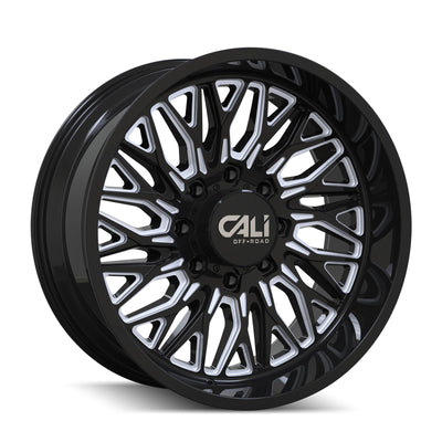 Cali Off-Road 9118 Crusher 22x10 / 8x170 BP / -19 mm de desplazamiento / Buje de 125,2 mm, llanta fresada en negro brillante