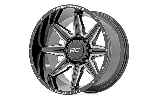 Rough Country 91M Series Wheel | One-Piece | Gloss Black | 20x12 | 6x5.5 | -44mm